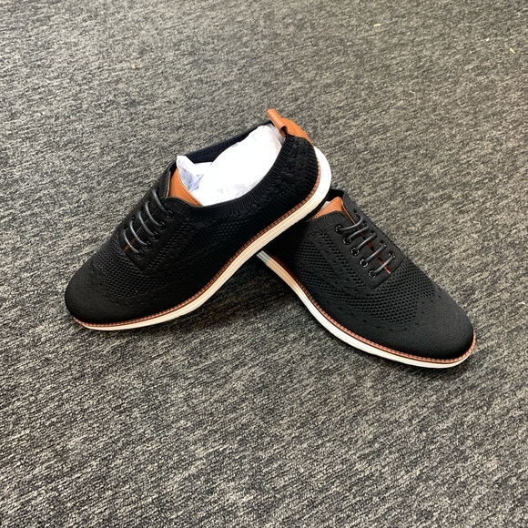 Black white Tan shoe with white sole main image 5